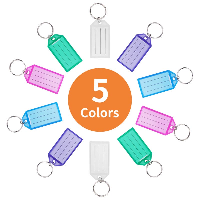 Cuttte 20 Pack Plastic Key Tags with Container, Key Labels with Ring and Label Window, 5 Colors - Image 2
